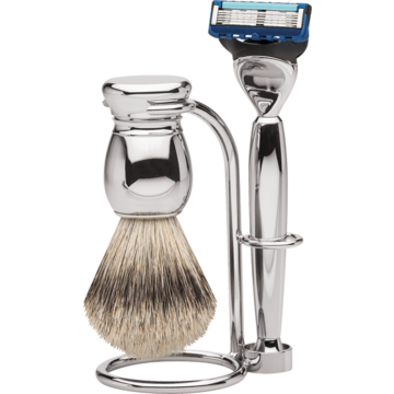 Rasiergarnitur Gilette Fusion, Silberspitz & Fusion Metall glänzend