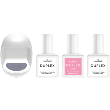 Duplex Travel Set = Mini-Power LED Light + UV Base Coat + UV Top Coat + Nail Polish 59