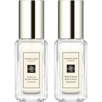 Travel Cologne Duo = Peony & Blush Suede + Wood Sage & Sea Salt