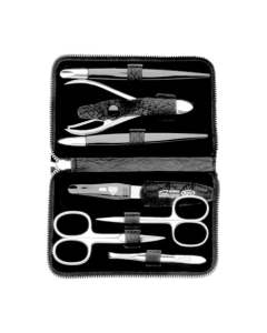 Reißverschluss-Etui Schrumpfleder, vernickelt