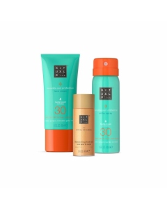 The Ritual of Karma Sun Trial Set = Shimmering Body Oil 30 ml + Sun Protection Face Cream SPF 30 50 ml + Sun Protection Milky Spray 30 50 ml